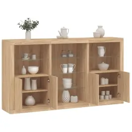 Kumode Ar Led Lampiņām, Ozolkoka Krāsa, 181,5X37X100 Cm Vidaxl