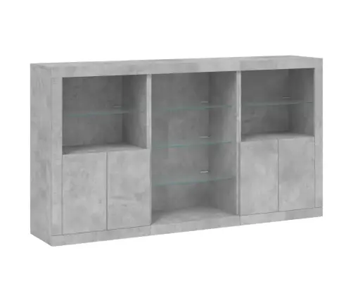 Kumode Ar Led Lampiņām, Betona Pelēka, 181,5X37X100 Cm Vidaxl