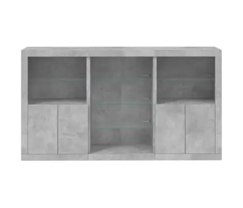 Kumode Ar Led Lampiņām, Betona Pelēka, 181,5X37X100 Cm Vidaxl