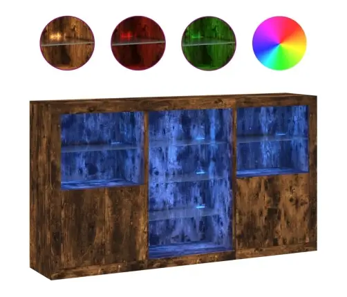 Kumode Ar Led Lampiņām, Ozolkoka Krāsa, 181,5X37X100 Cm Vidaxl