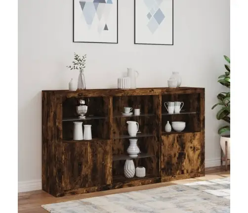 Kumode Ar Led Lampiņām, Ozolkoka Krāsa, 181,5X37X100 Cm Vidaxl