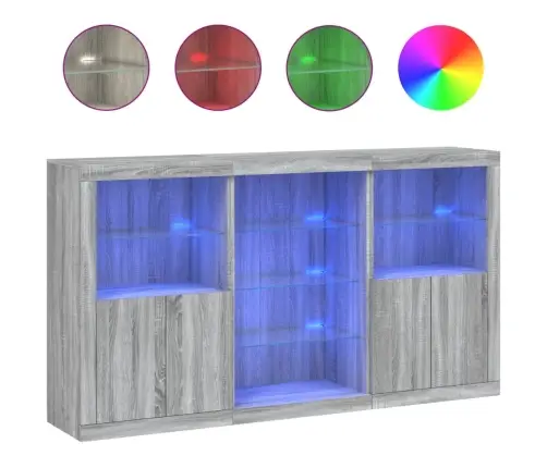 Puhvetkapp Led-Tuledega, Hall Sonoma Tamm, 181,5 X 37 X 100 Cm