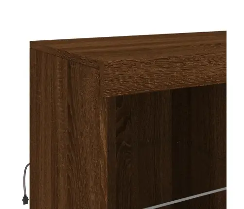 Kumode Ar Led Lampiņām, Brūna Koka Krāsa, 181,5X37X100 Cm Vidaxl