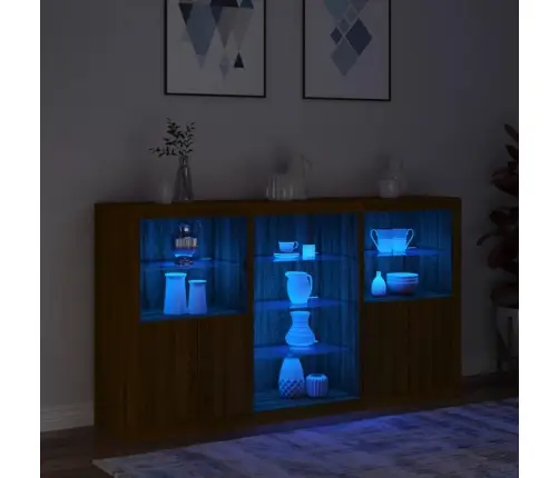 Kumode Ar Led Lampiņām, Brūna Koka Krāsa, 181,5X37X100 Cm Vidaxl