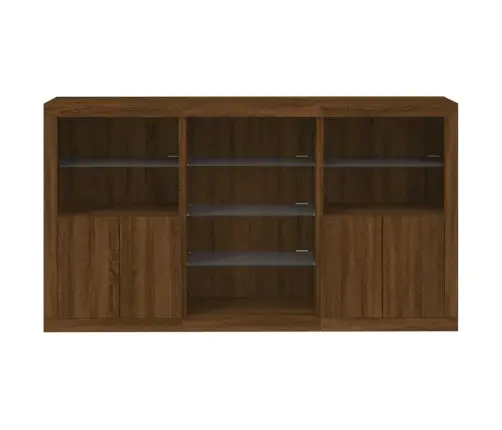 Kumode Ar Led Lampiņām, Brūna Koka Krāsa, 181,5X37X100 Cm Vidaxl