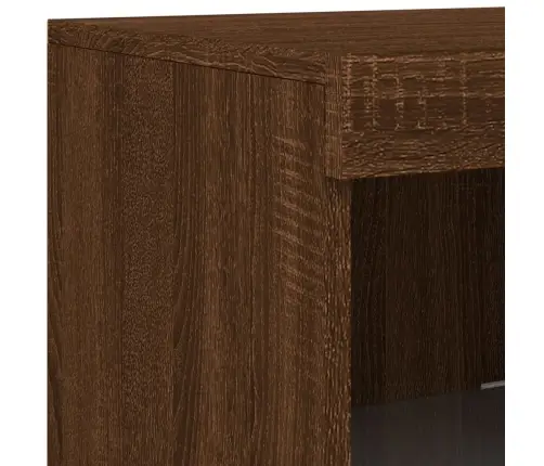 Kumode Ar Led Lampiņām, Brūna Koka Krāsa, 181,5X37X100 Cm Vidaxl