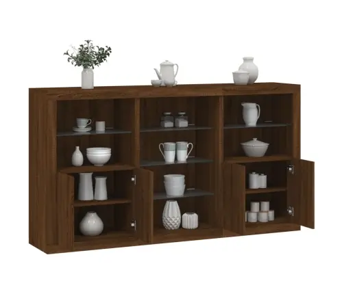 Kumode Ar Led Lampiņām, Brūna Koka Krāsa, 181,5X37X100 Cm Vidaxl