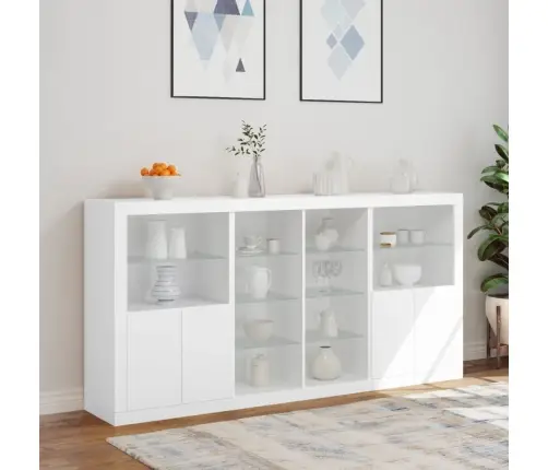 Kumode Ar Led Lampiņām, Balta, 202X37X100 Cm Vidaxl