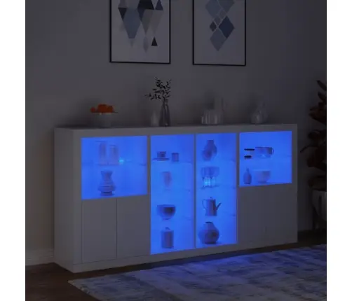 Kumode Ar Led Lampiņām, Balta, 202X37X100 Cm Vidaxl