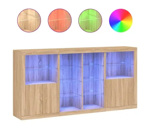 Puhvetkapp Led-Tuledega, Sonoma Tamm, 202 X 37 X 100 Cm