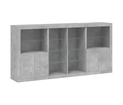 Kumode Ar Led Lampiņām, Betona Pelēka, 202X37X100 Cm Vidaxl