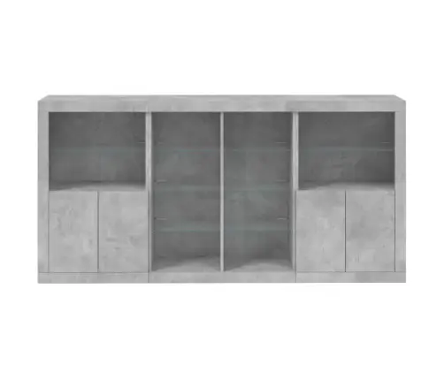 Kumode Ar Led Lampiņām, Betona Pelēka, 202X37X100 Cm Vidaxl