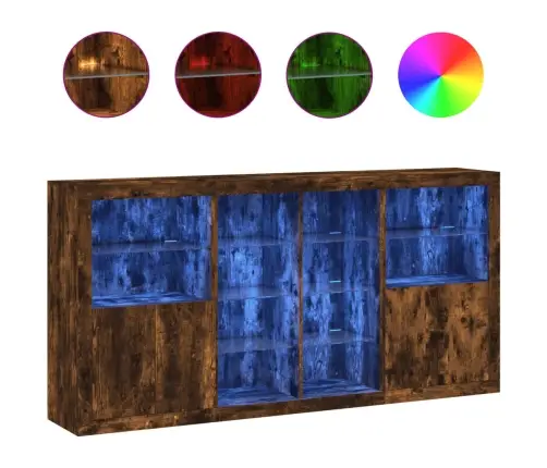 Kumode Ar Led Lampiņām, Ozolkoka Krāsa, 202X37X100 Cm Vidaxl