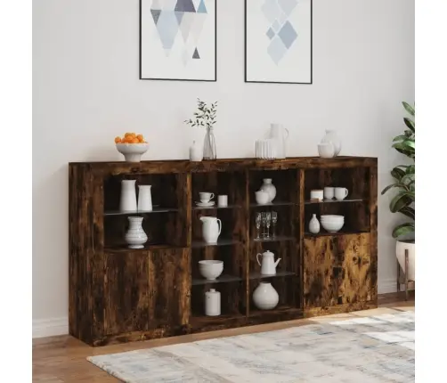 Kumode Ar Led Lampiņām, Ozolkoka Krāsa, 202X37X100 Cm Vidaxl