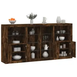 Kumode Ar Led Lampiņām, Ozolkoka Krāsa, 202X37X100 Cm Vidaxl
