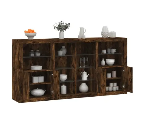 Kumode Ar Led Lampiņām, Ozolkoka Krāsa, 202X37X100 Cm Vidaxl