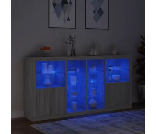 Puhvetkapp Led-Tuledega, Hall Sonoma Tamm, 202 X 37 X 100 Cm