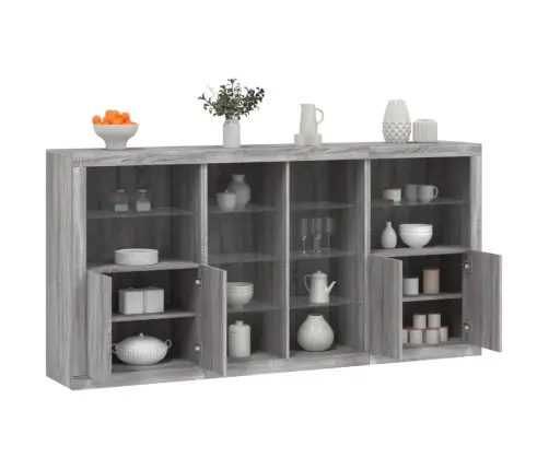 Puhvetkapp Led-Tuledega, Hall Sonoma Tamm, 202 X 37 X 100 Cm