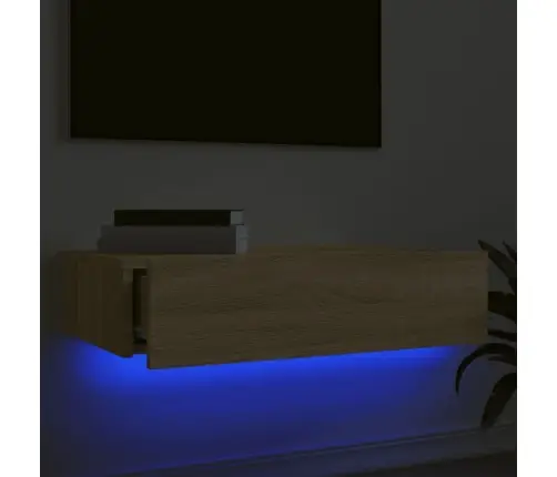 Tv Skapītis Ar Led Apgaismojumu, Ozolkoka Krāsa, 60X35X15,5 Cm Vidaxl