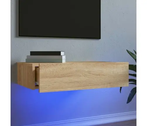 Tv Skapītis Ar Led Apgaismojumu, Ozolkoka Krāsa, 60X35X15,5 Cm Vidaxl