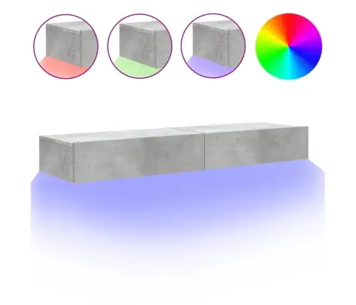 Tv Skapīši Ar Led Apgaismojumu, 2 Gab., Pelēki, 60X35X15,5 Cm Vidaxl