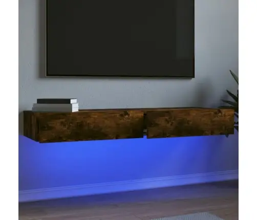 Tv Plaukti Ar Led Lampiņām, 2Gab., 60X35X15,5Cm, Ozolkoka Krāsa Vidaxl