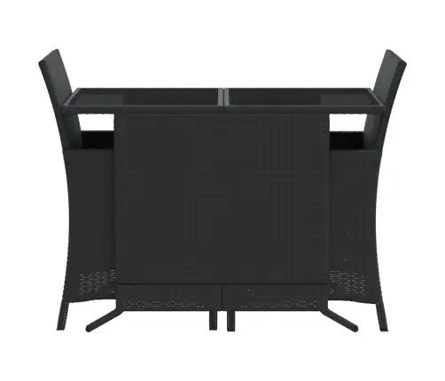 Bistro Komplektas Su Pagalvėlėmis, 3 Dalių, Juodas, Poliratanas