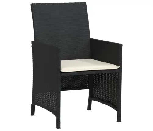 Bistro Komplektas Su Pagalvėlėmis, 3 Dalių, Juodas, Poliratanas