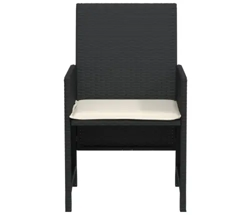 Bistro Komplektas Su Pagalvėlėmis, 3 Dalių, Juodas, Poliratanas