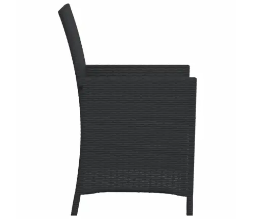 Bistro Komplektas Su Pagalvėlėmis, 3 Dalių, Juodas, Poliratanas