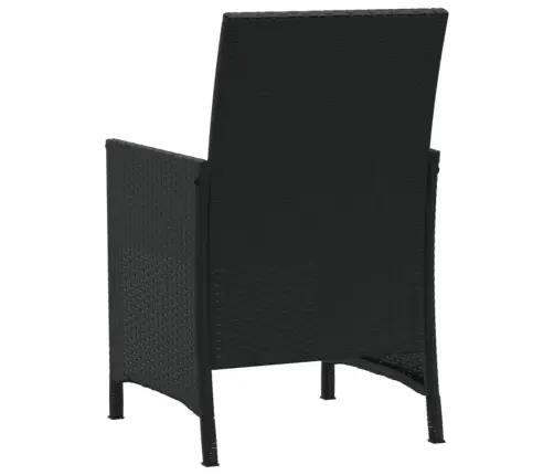 Bistro Komplektas Su Pagalvėlėmis, 3 Dalių, Juodas, Poliratanas