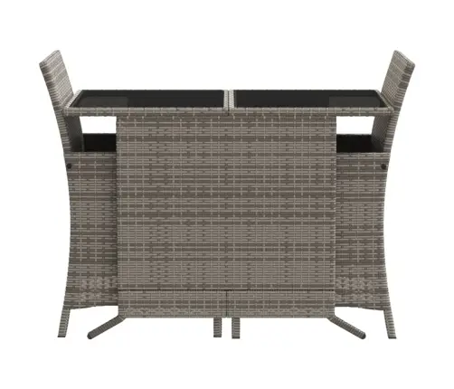 Bistro Komplektas Su Pagalvėlėmis, 3 Dalių, Pilkas, Poliratanas