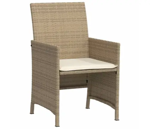 Bistro Komplektas Su Pagalvėlėmis, 3 Dalių, Smėlio, Poliratanas