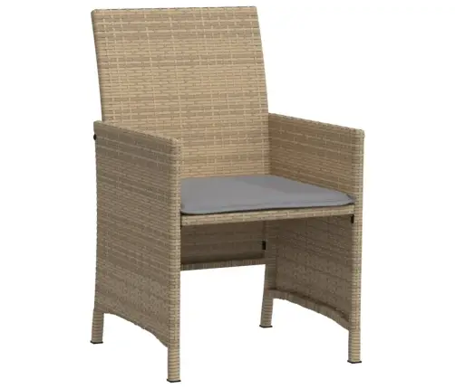 3-Daļīgs Bistro Mēbeļu Komplekts, Matrači, Bēša Pe Rotangpalma Vidaxl