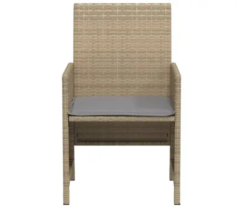 3-Daļīgs Bistro Mēbeļu Komplekts, Matrači, Bēša Pe Rotangpalma Vidaxl