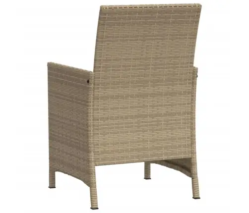 3-Daļīgs Bistro Mēbeļu Komplekts, Matrači, Bēša Pe Rotangpalma Vidaxl