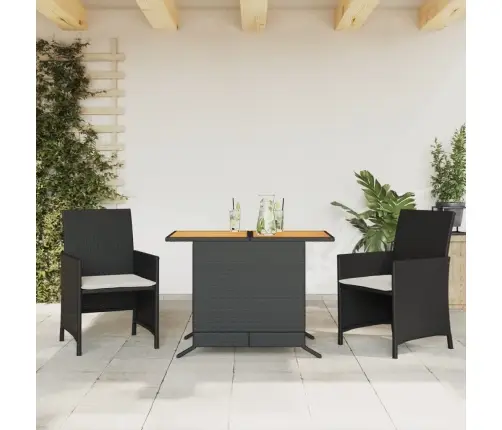 3-Osaline Bistrookomplekt Patjadega, Must, Polürotang