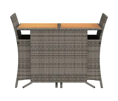 3-Daļīgs Bistro Mēbeļu Komplekts, Matrači,Pelēka Pe Rotangpalma Vidaxl