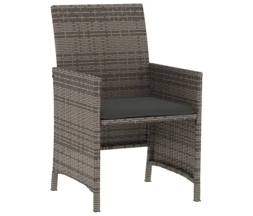 3-Daļīgs Bistro Mēbeļu Komplekts, Matrači,Pelēka Pe Rotangpalma Vidaxl