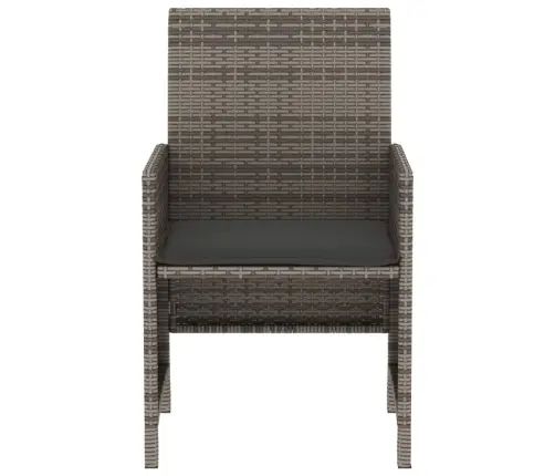 3-Daļīgs Bistro Mēbeļu Komplekts, Matrači,Pelēka Pe Rotangpalma Vidaxl