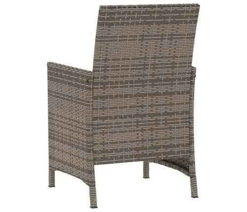 3-Daļīgs Bistro Mēbeļu Komplekts, Matrači,Pelēka Pe Rotangpalma Vidaxl