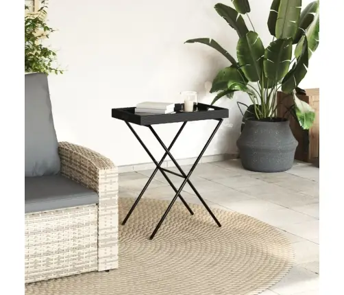 Saliekams Galds, Melns, 65X40X75 Cm, Pe Rotangpalma Vidaxl