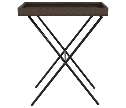 Sulankstomas Padėklas-Stalas, Rudas, 65X40X75cm Poliratanas