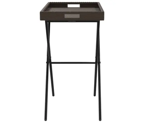 Sulankstomas Padėklas-Stalas, Rudas, 65X40X75cm Poliratanas