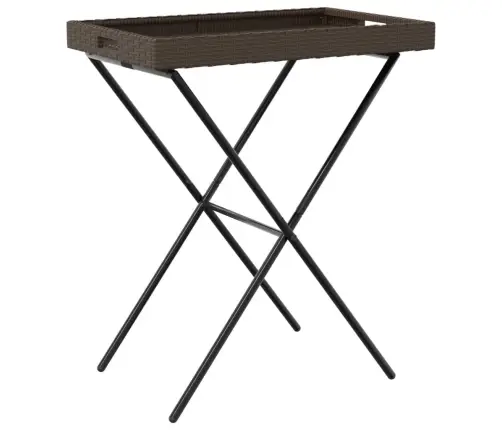 Sulankstomas Padėklas-Stalas, Rudas, 65X40X75cm Poliratanas