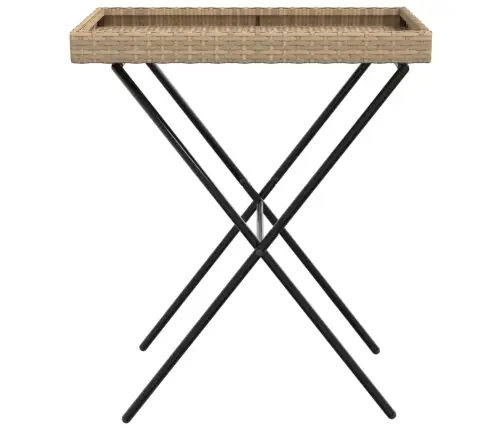 Sulankstomas Padėklas-Stalas, Smėlio, 65X40X75cm Poliratanas