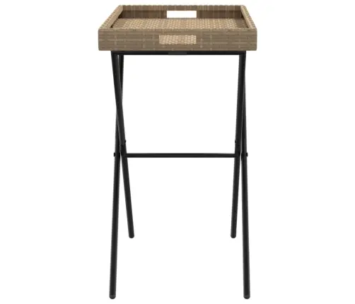 Sulankstomas Padėklas-Stalas, Smėlio, 65X40X75cm Poliratanas