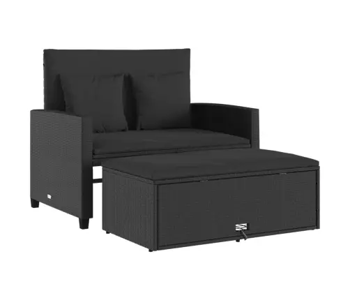 Divvietīgs Dārza Dīvāns Ar Matračiem, Melna Pe Rotangpalma Vidaxl