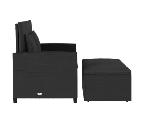 Divvietīgs Dārza Dīvāns Ar Matračiem, Melna Pe Rotangpalma Vidaxl