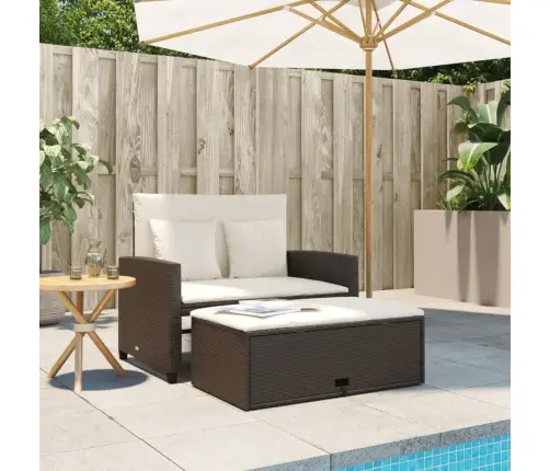 Divvietīgs Dārza Dīvāns Ar Matračiem, Brūna Pe Rotangpalma Vidaxl